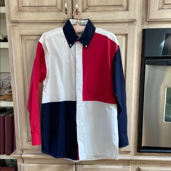 Orvis Colorblock Men's Shirt sz M Red, White, and Blue - Picture 1 of 4